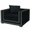 Fotel nowoczesny tapicerowany złote pineski czarny welur Delano 64/106/110 cm
