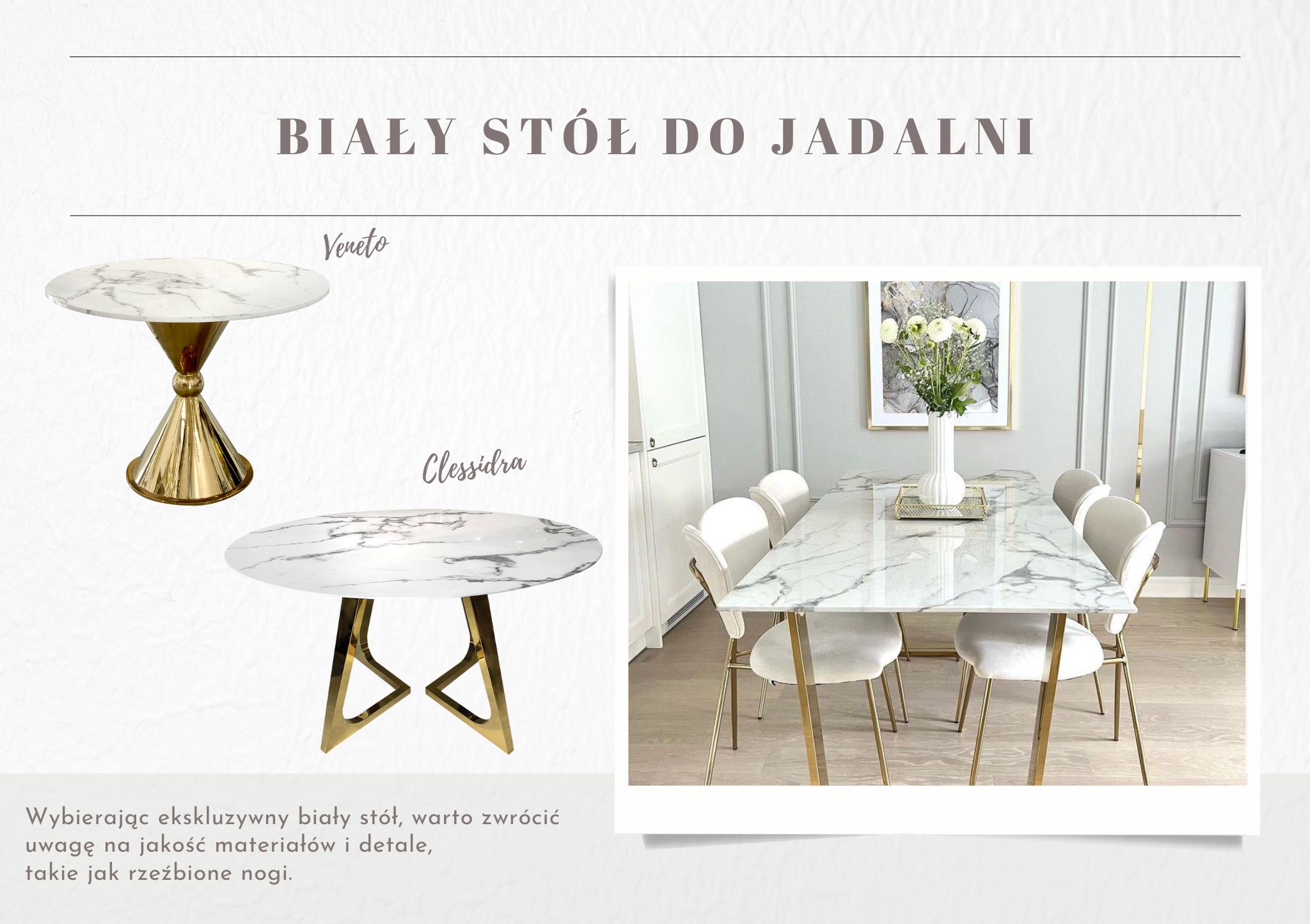 biały stół glamour do jadalni artehome